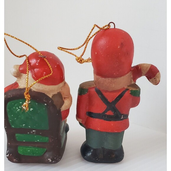 VTG Ceramic Christmas Ornaments 1989 Santa Toy Soldier Rocking Horse Rustic Lot - Picture 7 of 10